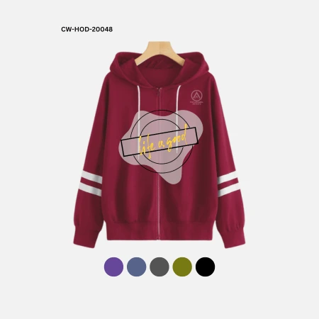 A personalized hoodie showcasing a vibrant abstract design by the high quality custom streetwear manufacturer The Apparel Artist