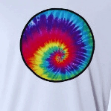 A close-up view of The Apparel Artist's spot sublimation printing process, showcasing a precise and vibrant design being applied to a fabric.