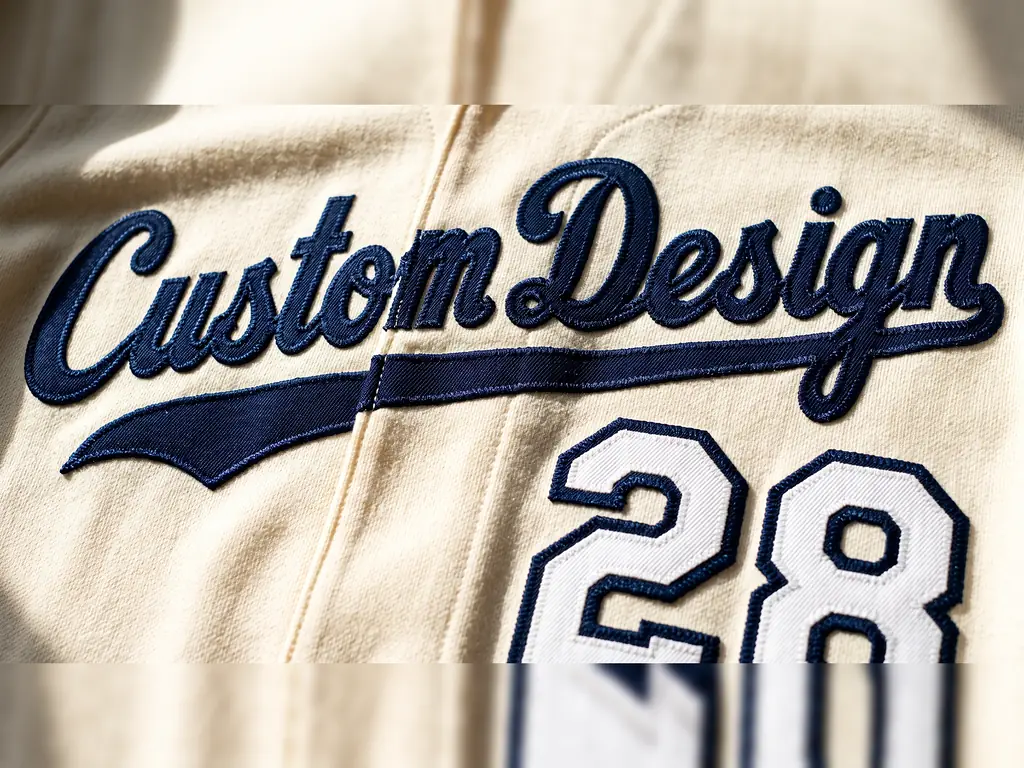 Tackle twill baseball jersey with a stitched chest script reading CUSTOM DESIGN and a sewn back number