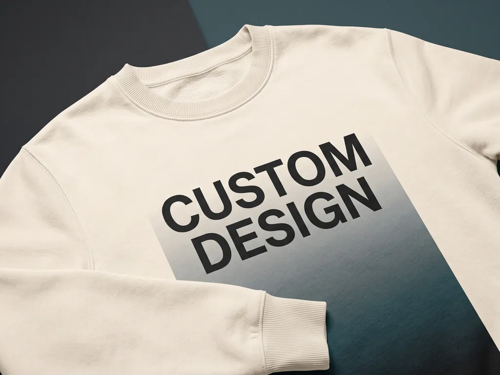 French terry crewneck sweatshirt with a high resolution CUSTOM DESIGN digital garment print across the chest