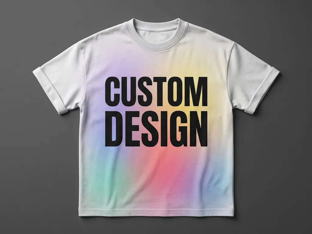 Wholesale DTG printed t-shirt in combed cotton with a full-colour CUSTOM DESIGN chest print, folded flat