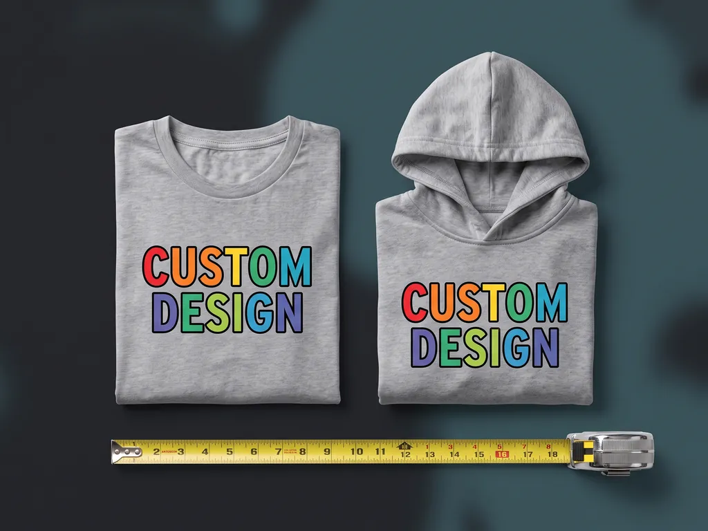 Youth size cotton t-shirt and hoodie printed with full-colour CUSTOM DESIGN artwork