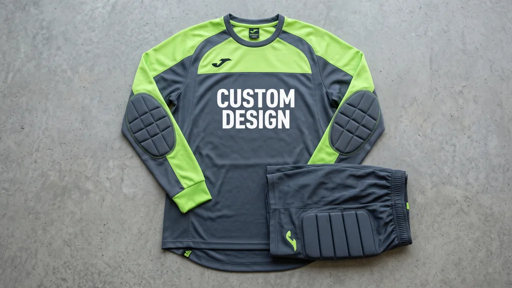 Long sleeve goalkeeper jersey with padded elbows and a CUSTOM DESIGN chest graphic