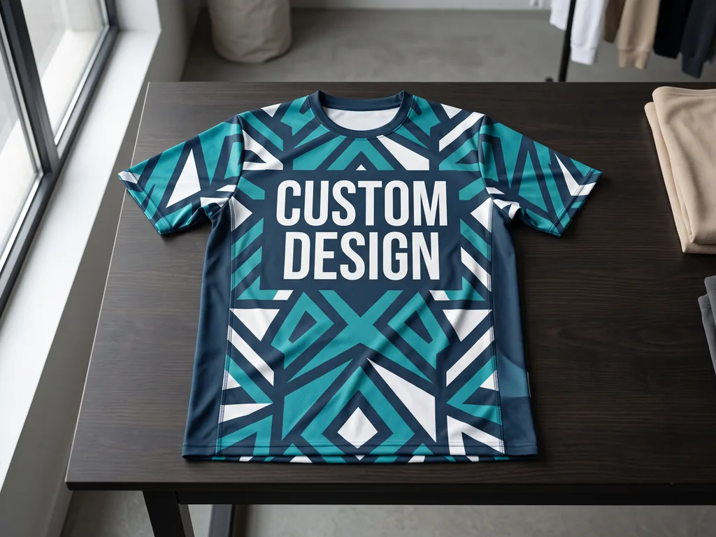 Edge-to-edge sublimated sports jersey with an all-over CUSTOM DESIGN graphic running across the seams