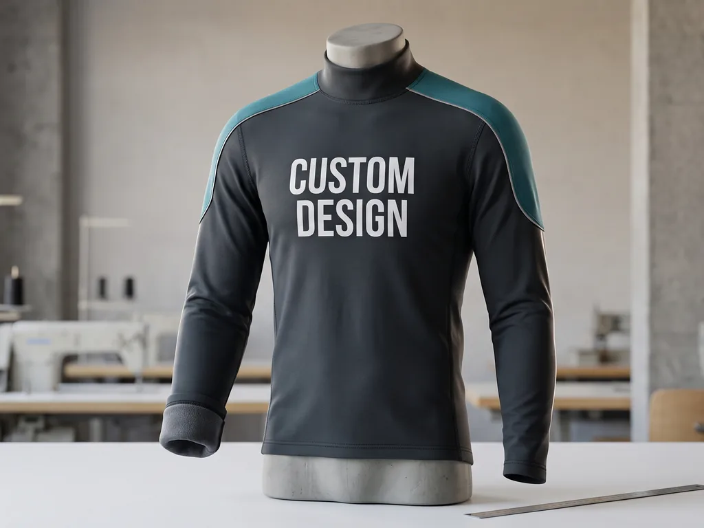 Long sleeve thermal cycling jersey with a CUSTOM DESIGN chest graphic and a brushed fleece cuff