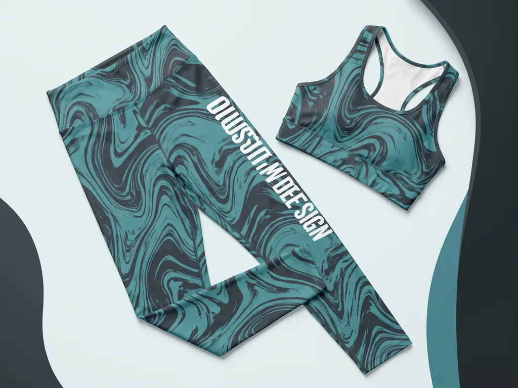 Sublimated activewear leggings and sports bra set with a CUSTOM DESIGN all-over pattern