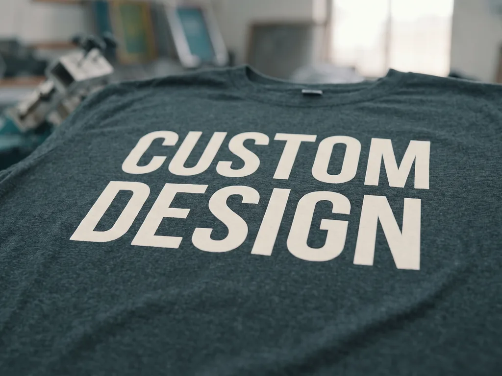 Water-based discharge print with a soft vintage CUSTOM DESIGN graphic dyed into a cotton t-shirt