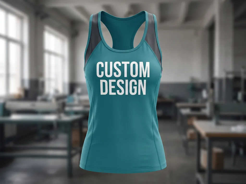 Fitted women's volleyball jersey with a racerback cut, contrast shoulder panels and a CUSTOM DESIGN chest print